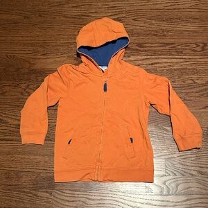 Janie and Jack hooded zip up jacket in orange & blue 100% cotton size 5T